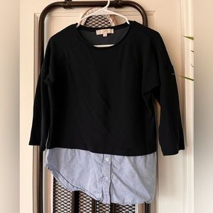 Navy Loft top with button down details